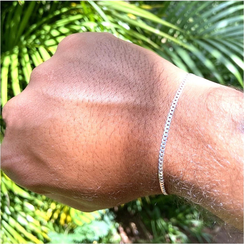 Conjunto Corrente Grumet Colar e Pulseira Masculina Banhadas a Prata